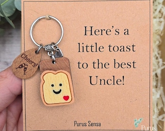 Personalised Uncle gift keyring. A little toast to the best Uncle