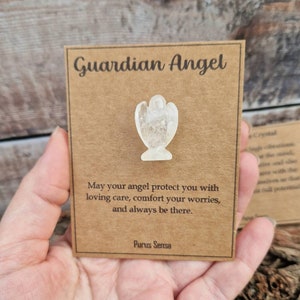 Guardian angel crystal gift. Clear quartz angel. Spirit angel. Crystal angel on a gift card. Removable. Crystal for grief.