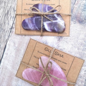 Gua Sha gift set. Rose quartz Gua Sha. Dream Amethyst Gua Sha. Gift set. Instructions. self care set. Mothers day. Gift for her. For him