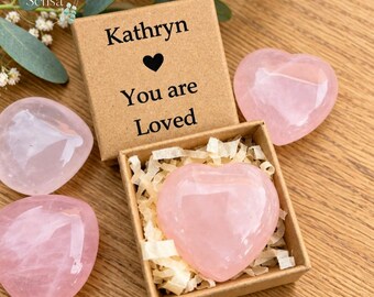 Personalised Rose Quartz Heart Gift Box, Custom Engraved Pocket Hug