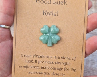personalised good luck gift for him / her. Crystal for good luck. lucky charm exams. GCSE Alevels end of year. interview. driving test
