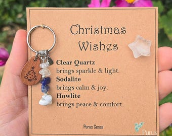 Personalised Christmas Wishes Crystal Keyring & Star Gift Set