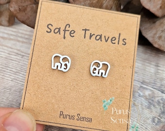 Surgical Steel Elephant Earrings, Safe Travels Gift