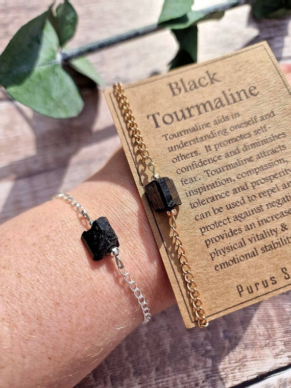 Buy Black Tourmaline Bracelet - Crystal Bracelet Jewelry Bangles - Bracelet  for Women - Zodiac Scorpio Birthstones - for Good Luck - Stretchable - for  Healing and Meditation - with Tumble Pendant at Amazon.in