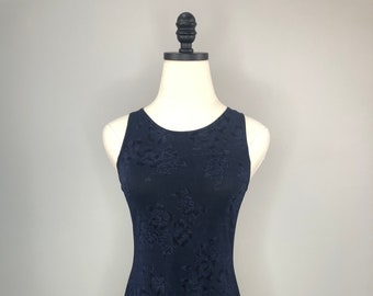 Vintage navy blue floral Y2K mini dress