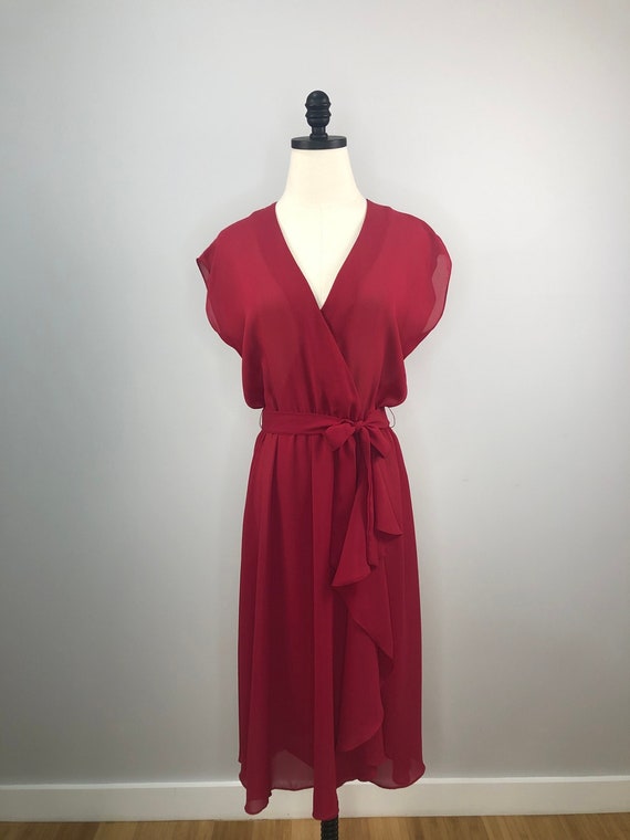 Vintage burgundy ruffled dress