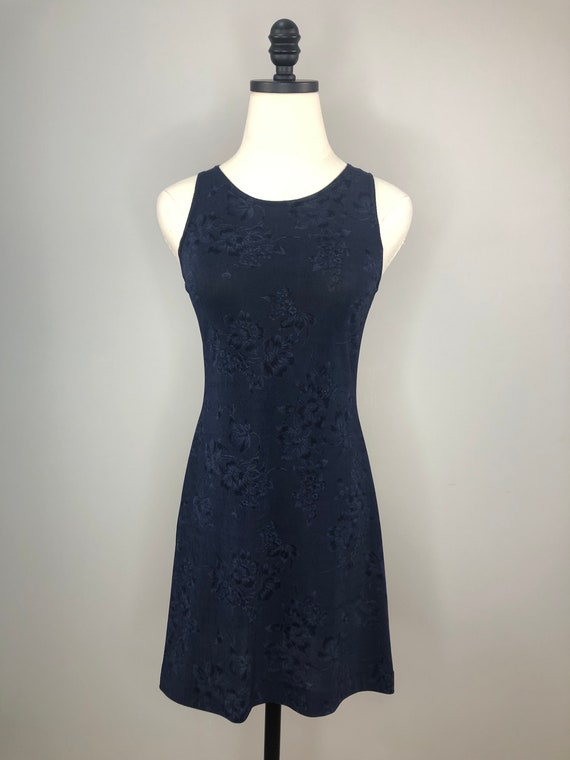 Vintage navy blue floral Y2K mini dress