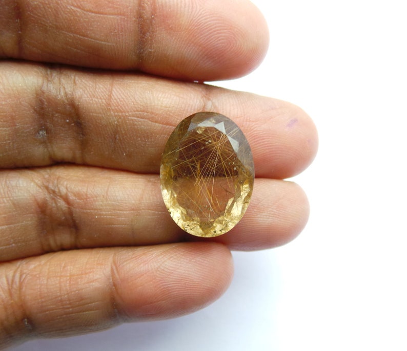 Copper Rutilated Quartz Faceted Cut Oval Stone #4615 Copper Rutilated Quartz Gemstone Cut Stone 20x15x8 MM Rutilated Quartz Cuts