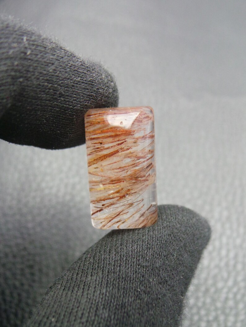 Copper Rutilated Quartz Cabochon Copper Rutilated Quartz Smooth Rectangle Cabochon #4973 Rutilated Quartz Gemstone Cabochons 22x13x8.5MM