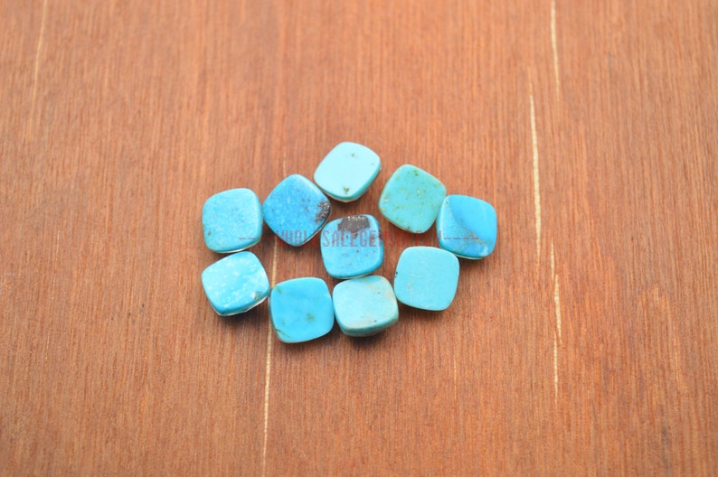 Turquoise Gemstone Turquoise Rock Crystal Doublet Faceted Cushion Cabochon 3 Pcs #4149 10x10 MM Turquoise Crystal Doublet Cabochon