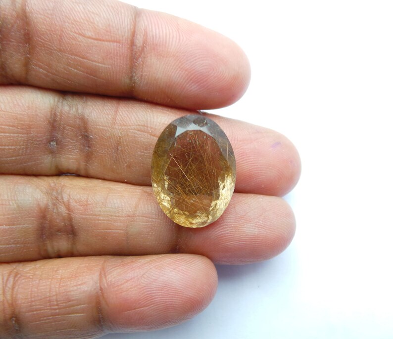 Copper Rutilated Quartz Faceted Cut Oval Stone #4615 Copper Rutilated Quartz Gemstone Cut Stone 20x15x8 MM Rutilated Quartz Cuts