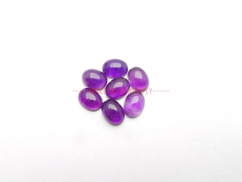 7 Pieces Amethyst Oval Cabochon Wholesale #4780 Amethyst Smooth Oval Cabochon High Quality 8x6 MM Amethyst Gemstone Cabochons