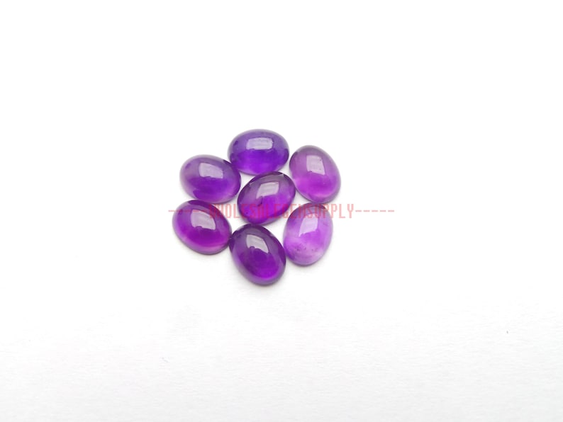 7 Pieces Amethyst Oval Cabochon Wholesale #4780 Amethyst Smooth Oval Cabochon High Quality 8x6 MM Amethyst Gemstone Cabochons