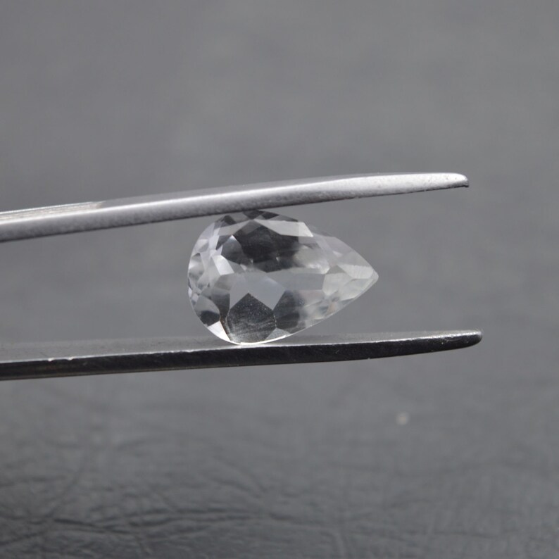 White Topaz Gemstone Cuts Wholesale #2866 White Topaz Faceted Cut Stone Pear Shape White Topaz Cut Stone,14x10x6 High Quality