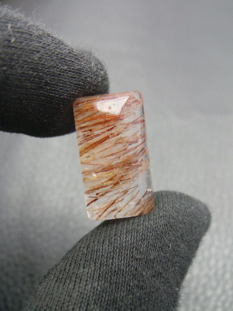Copper Rutilated Quartz Cabochon Copper Rutilated Quartz Smooth Rectangle Cabochon #4973 Rutilated Quartz Gemstone Cabochons 22x13x8.5MM