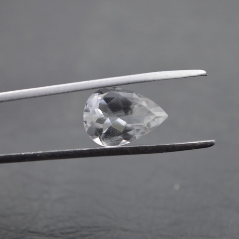 White Topaz Gemstone Cuts Wholesale #2866 White Topaz Faceted Cut Stone Pear Shape White Topaz Cut Stone,14x10x6 High Quality