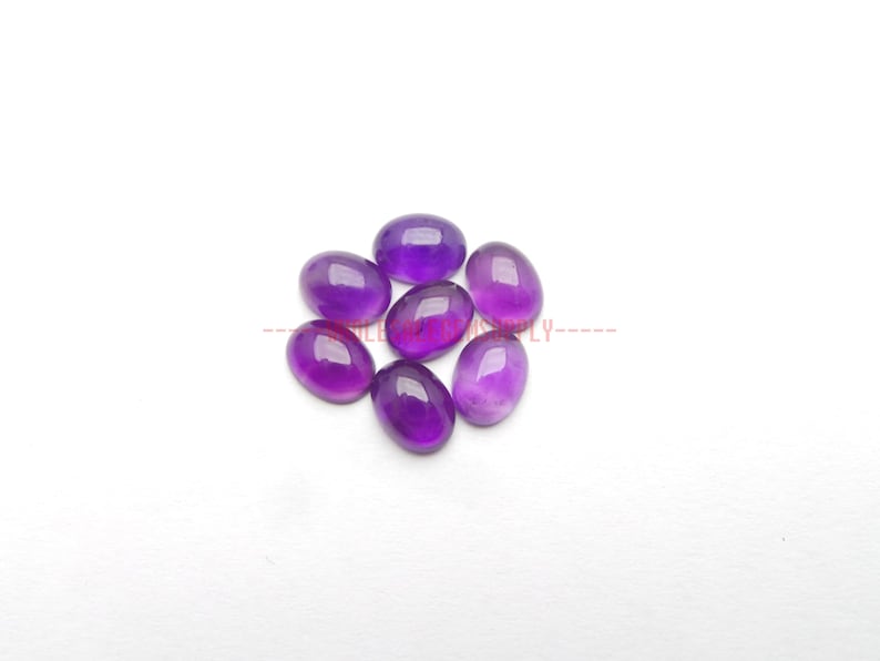 7 Pieces Amethyst Oval Cabochon Wholesale #4780 Amethyst Smooth Oval Cabochon High Quality 8x6 MM Amethyst Gemstone Cabochons