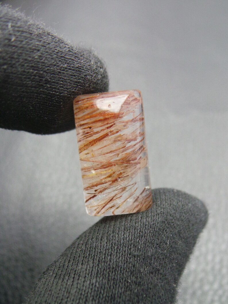 Copper Rutilated Quartz Cabochon Copper Rutilated Quartz Smooth Rectangle Cabochon #4973 Rutilated Quartz Gemstone Cabochons 22x13x8.5MM