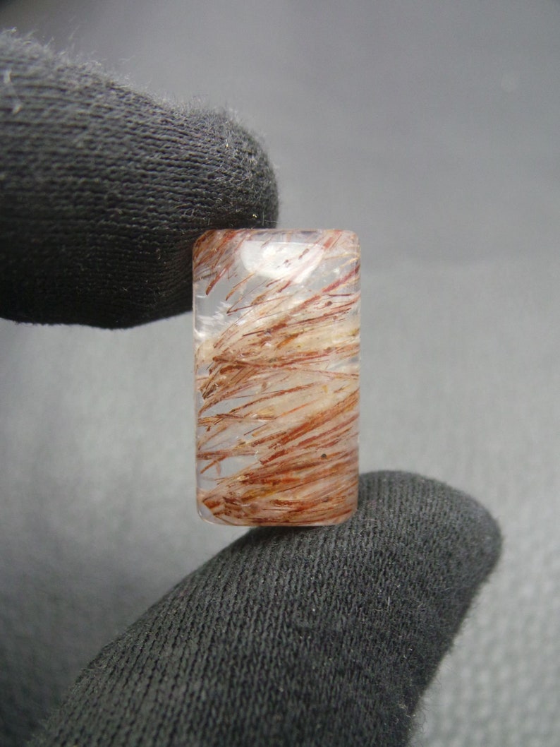 Copper Rutilated Quartz Cabochon Copper Rutilated Quartz Smooth Rectangle Cabochon #4973 Rutilated Quartz Gemstone Cabochons 22x13x8.5MM