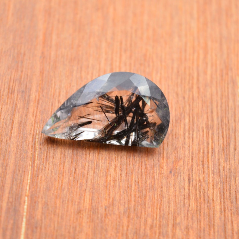 Black Rutilated Quartz Gemstone Cut Stone 26x14.5x8 MM Black Rutilated Quartz Faceted Cut Fancy Stone #4865 Rutilated Quartz Cuts