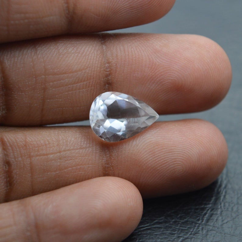 White Topaz Gemstone Cuts Wholesale #2866 White Topaz Faceted Cut Stone Pear Shape White Topaz Cut Stone,14x10x6 High Quality
