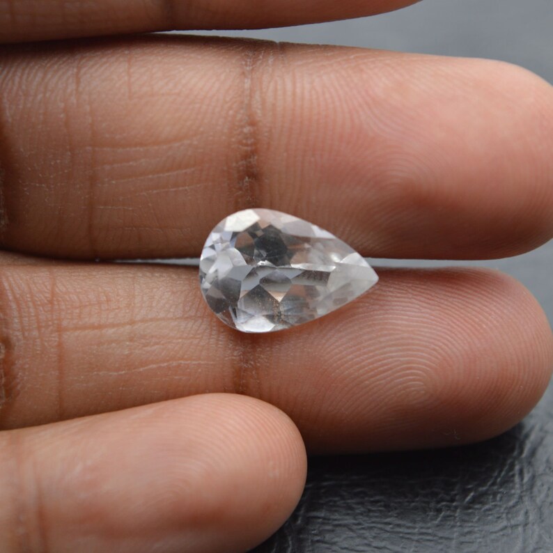 White Topaz Gemstone Cuts Wholesale #2866 White Topaz Faceted Cut Stone Pear Shape White Topaz Cut Stone,14x10x6 High Quality