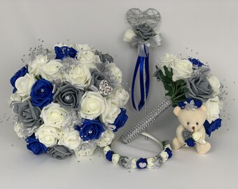 Blue White Pedestal Church Arrangement Wedding Flowers Nicci Snook