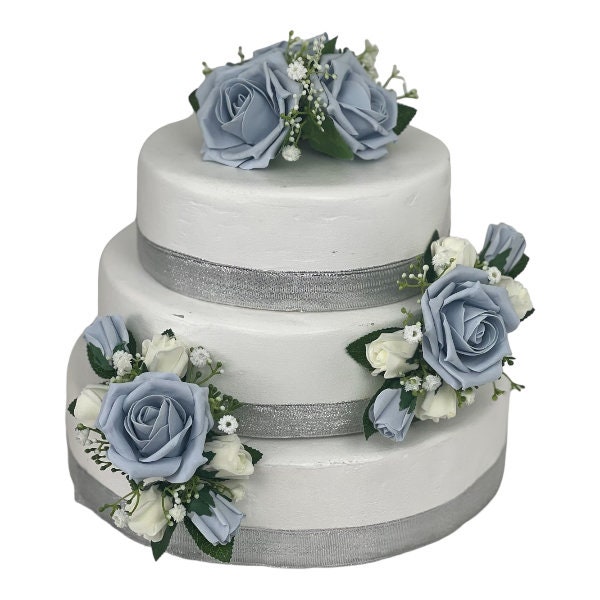 Wedding flowers cake topper roses 3 pieces tier bouquets