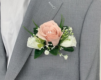 Wedding Flower pocket Square,  Buttonholes  prom pocket suit flower spray corsage buttonhole with greenery  groom  boutonniere