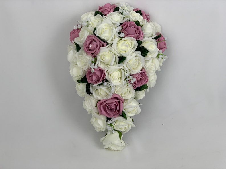 Artificial wedding bouquets flowers sets ivory dusky pink