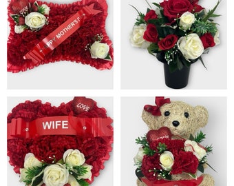 Flowers Grave Flowers Heart Wreath Funeral Tribute Memorial wife , Husband ,Mum