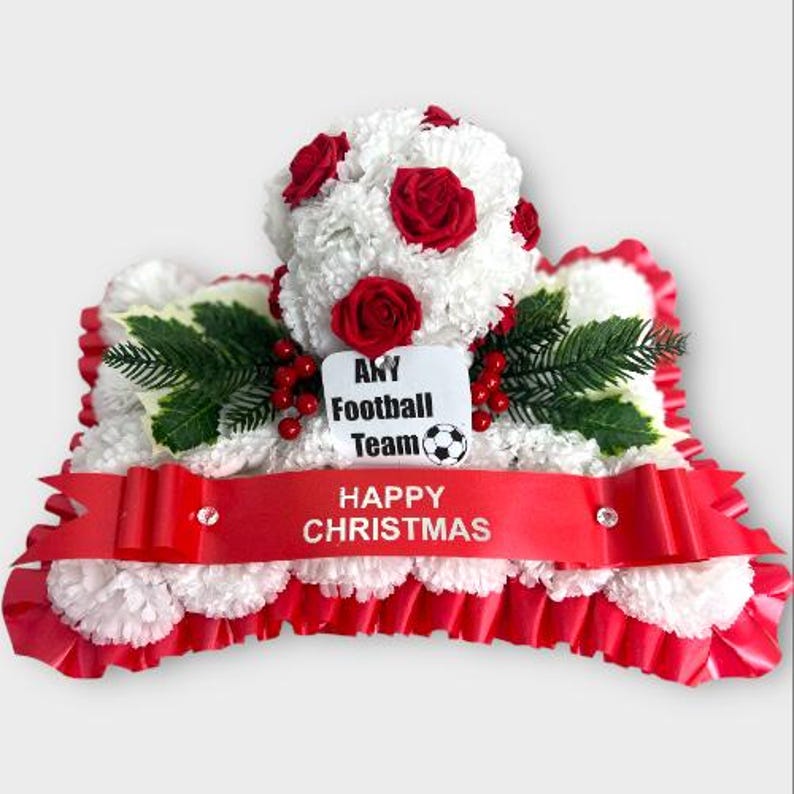 Football Pillow Shaped Christmas Grave Funeral Flowers Wreath Any Team
