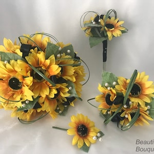 Artificial Wedding Bouquets Flowers Sets sunflowers yellow