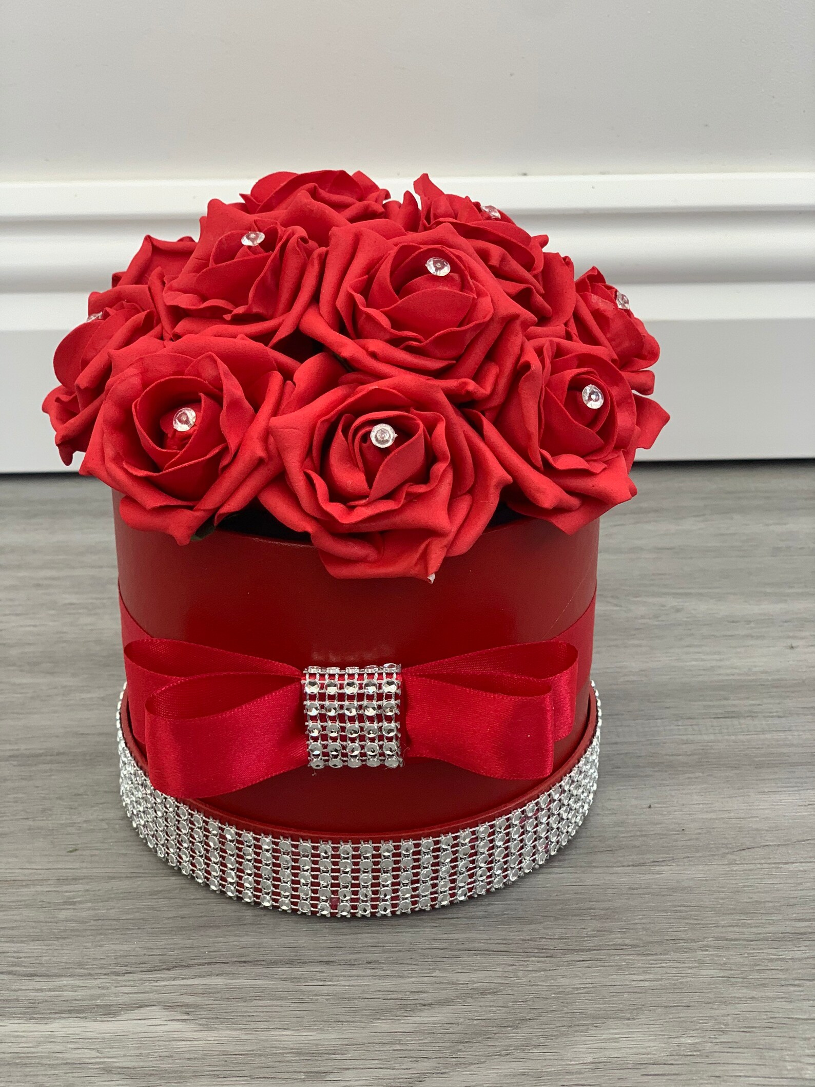 Artificial Flower Hat Boxes Red Roses Valentines Day With Etsy
