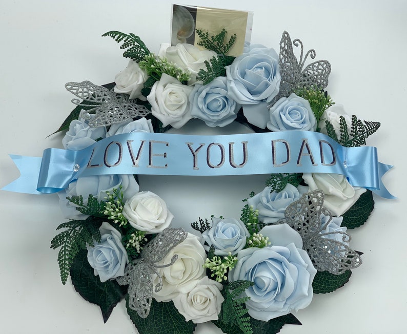 Artificial Flowers Wreath Funeral Tribute Memorial dad Etsy