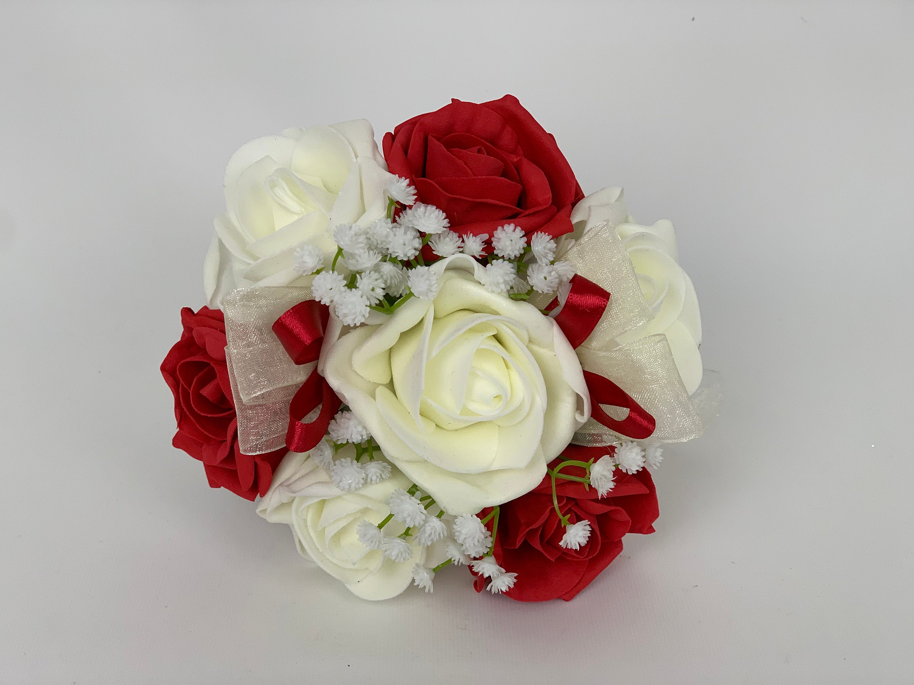 Artificial Wedding Bouquets Flowers Sets Ivory Red Gypsophila Etsy UK