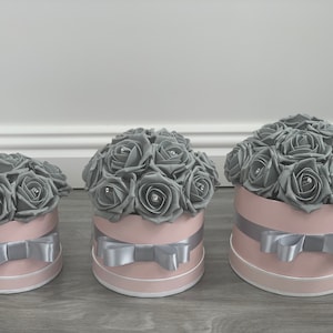 Mother’s Day Flower hat Boxes Pink and grey
