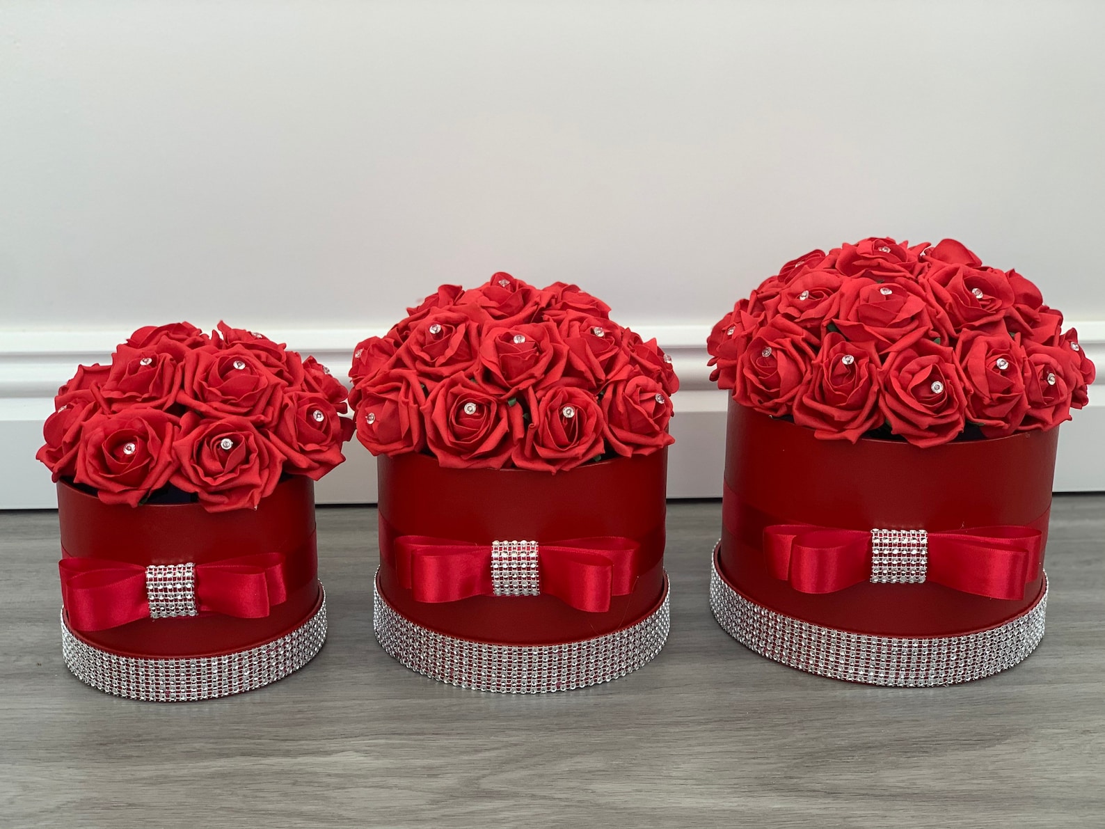 Artificial Flower Hat Boxes Red Roses Valentines Day With Etsy