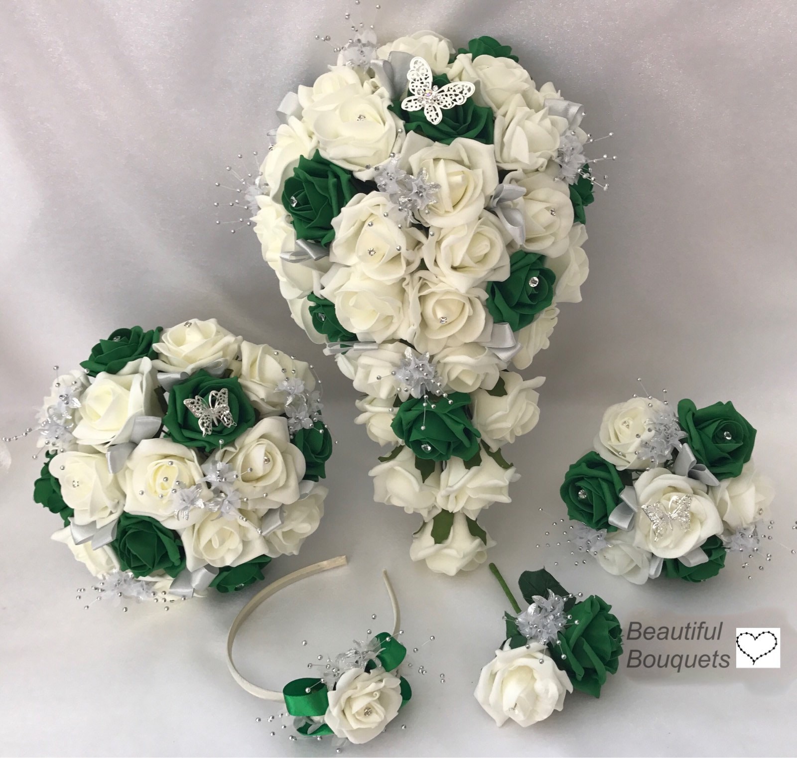 Dark Green Ribbon 3 Hand Dyed Cotton Bridal Bouquet Green Ribbon