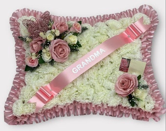 Pillow Shaped Silk Artificial Funeral Flowers Wreath ,Memorial ,Grave Tributes , Mum , Dad