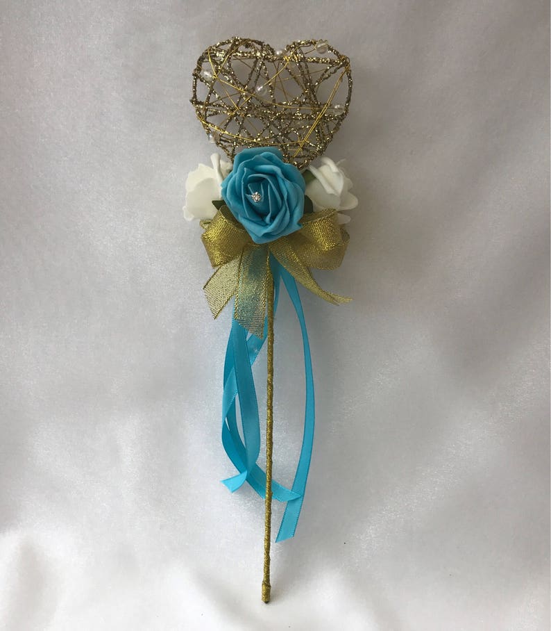 Heart Wedding Flower Girl Wand With Flowers Etsy UK
