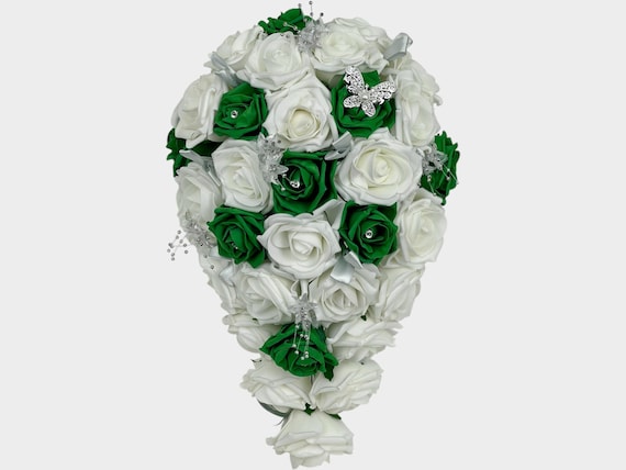 Palla di fiori artificiali rosa avorio verde 32 cm JULIA - Decorazione della passione