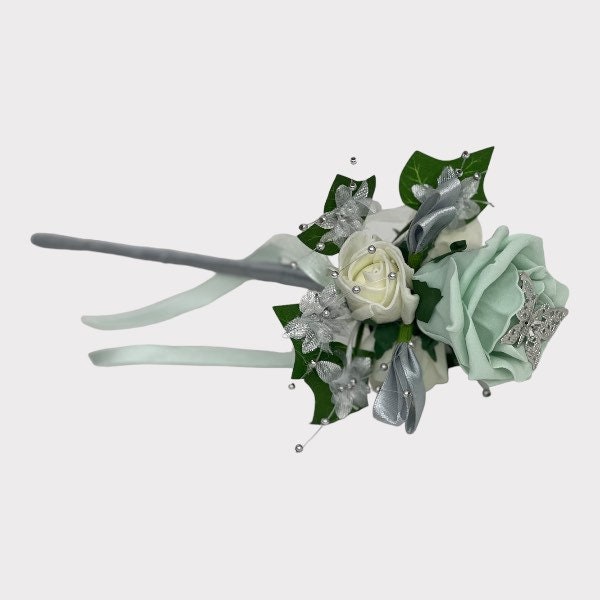 Bouquet Di Rose A Cascata Artificiale, 1 Rosa Bordeaux Avorio, Bouquet Da Sposa Prefabbricato Per Matrimoni, Feste, Decorazioni Per Balli - Foto 3