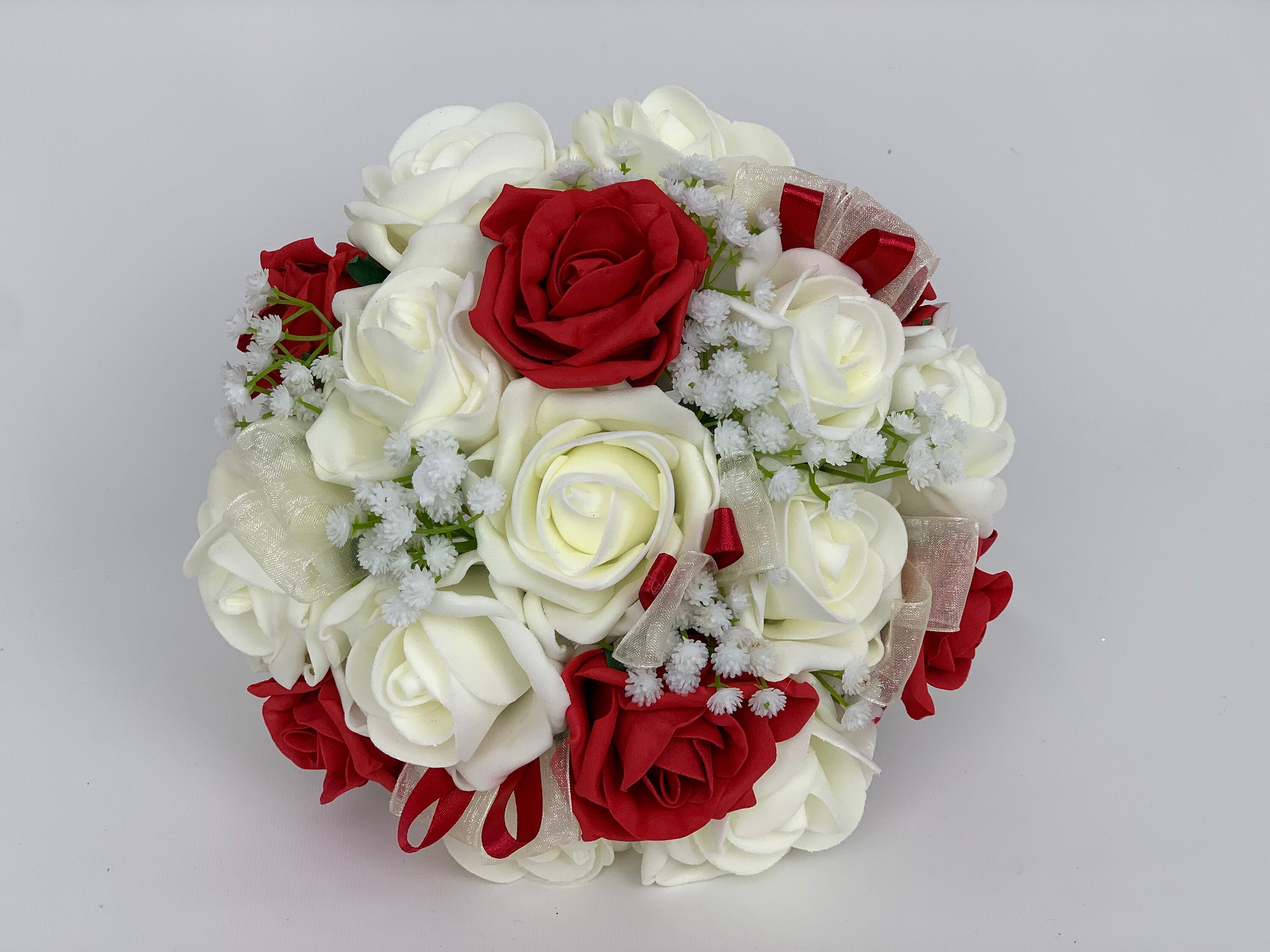 Artificial Wedding Bouquets Flowers Sets Ivory Red Gypsophila Etsy UK