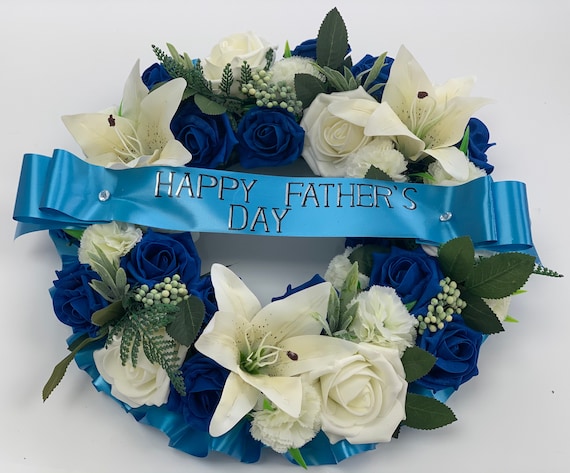 Artificial Flowers Wreath Funeral Tribute Memorial Dad Father's