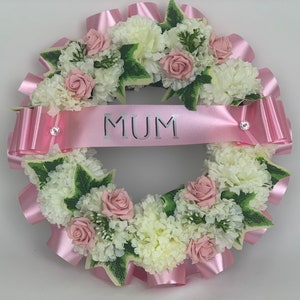 Artificial  wreath Flowers Grave  Funeral Tribute Memorial nan , mum , dad , husband