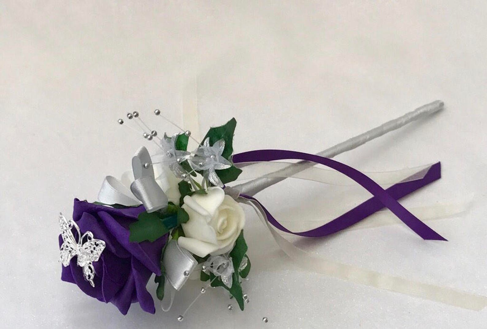 Artificial Butterfly Wedding Flower Girl Wand With Flowers Etsy UK