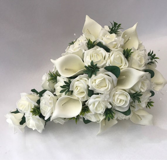 Ramos de boda artificiales calla lily greenery Flores Sets - Etsy España