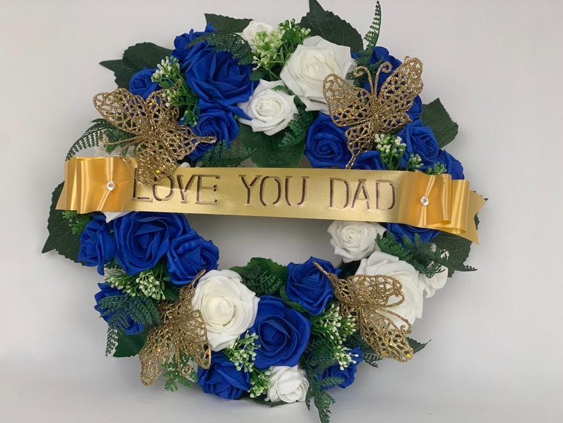 Artificial Flowers Wreath Funeral Tribute Memorial dad Etsy