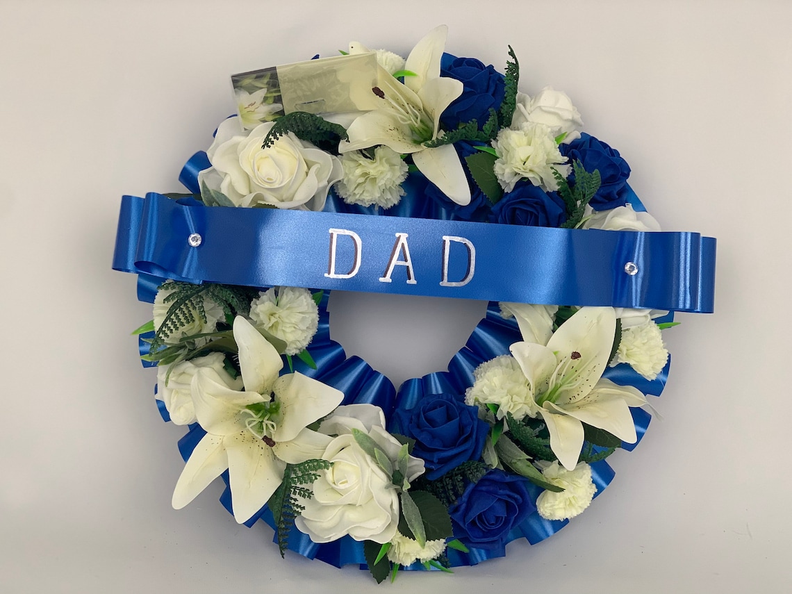 Artificial Flowers Wreath Funeral Tribute Memorial dad Etsy